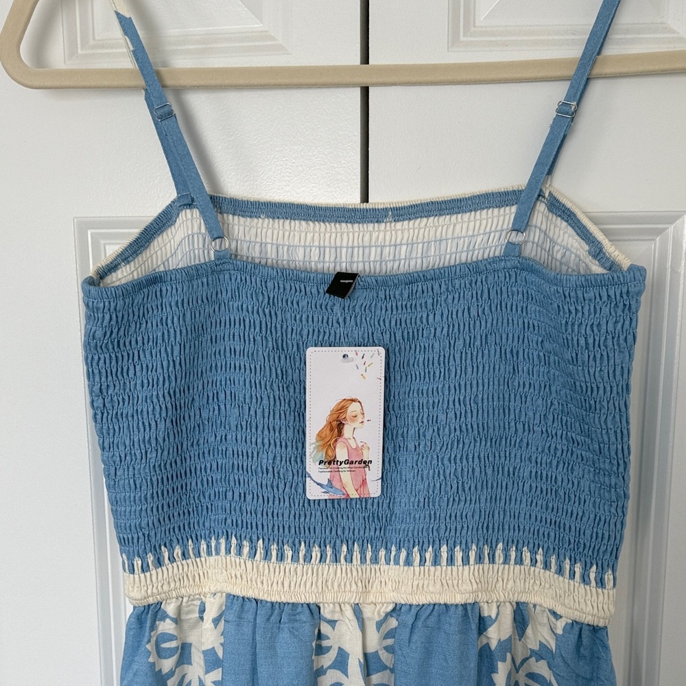 Elegant Blue and White Beachy Maxi Dress by Pretty Garden NWT - Picture 7 of 8